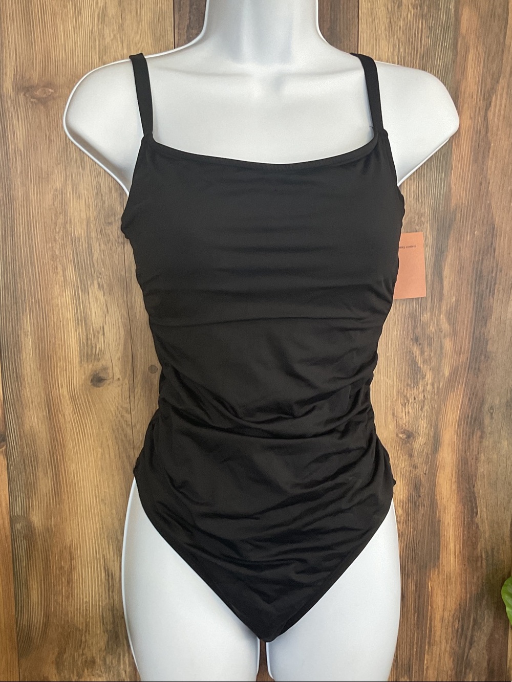 Shade & Shore Black Ruched One-Piece Swimsuit NWT 17